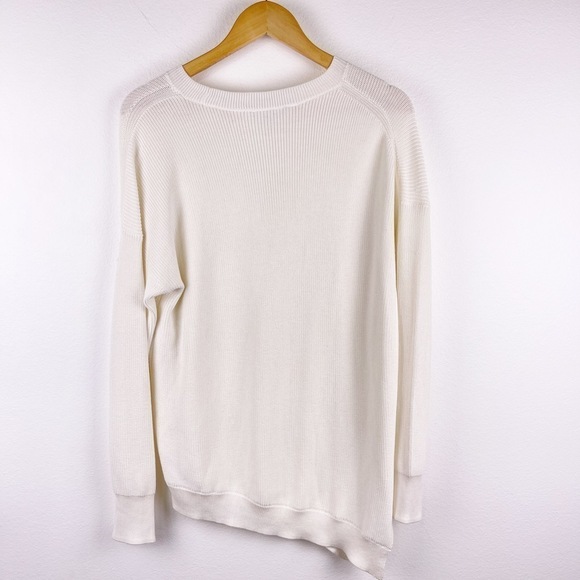 Athleta Asym Rest Day Ivory Sweater side slit Ivory Off White Knit Women's Small - Picture 3 of 8